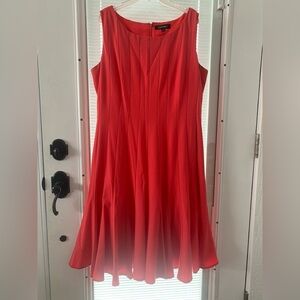 Ellen Tracy Vibrant coral color midi dress